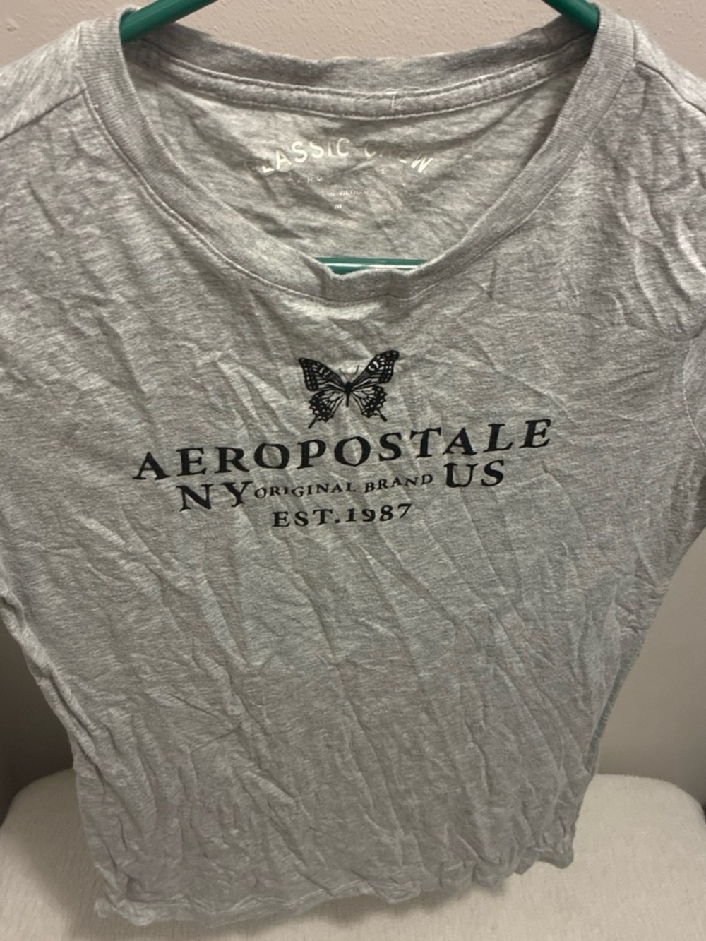 Aeropostale Light Gray Short Sleeve Tee with Butterfly Chest Logo